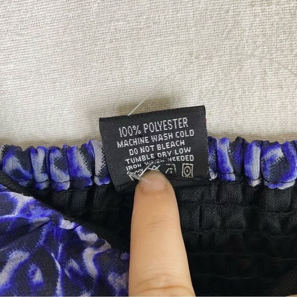 California Woman Blue Brown Leopard Animal Print Sleeveless Summer Dress L - Picture 9 of 9